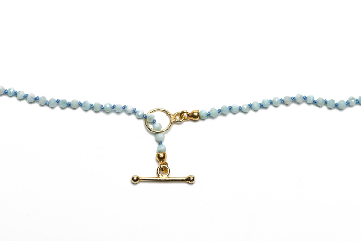 Larimar beads gold clasp