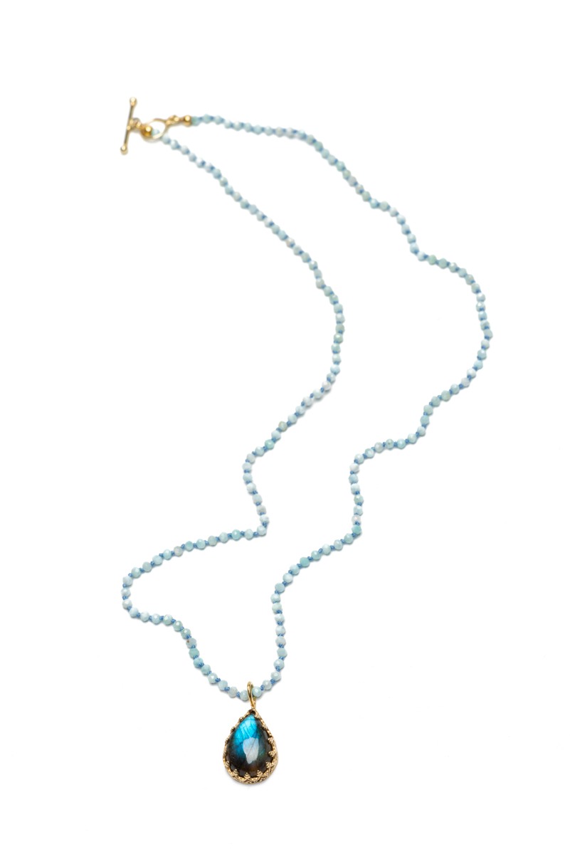 Necklace Larimar Labradorite Gold