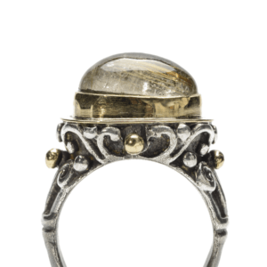 Labradorite and Rudilated Quartz Doublet Ring