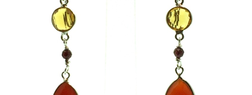 Citrine, Garnet, and Carnelian Earrings